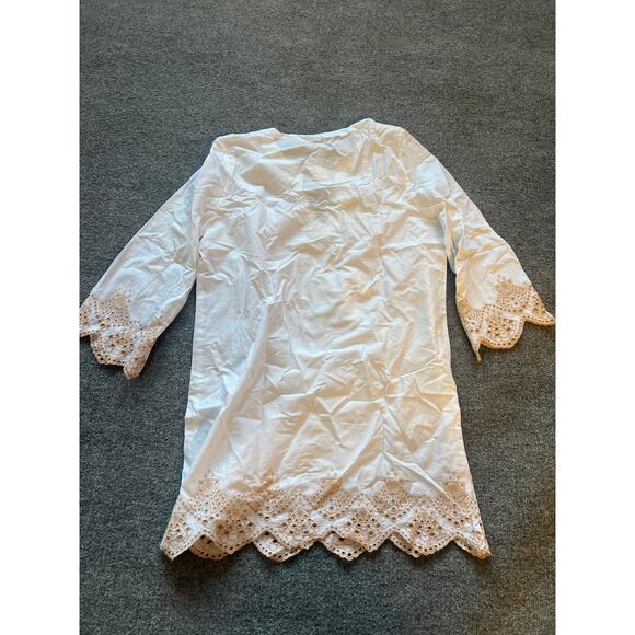 J.Crew Factory Beach Tunic – Seashell Eyelet Trim – White – Small – NWT – CA223 - Picture 3 of 8